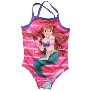 Vintage Disney Ariel Little Mermaid Swimsuit 4T Pink Princess One Piece